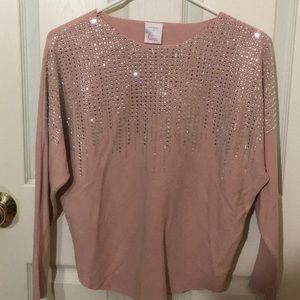 Mauve pink lightweight sweater with jewels